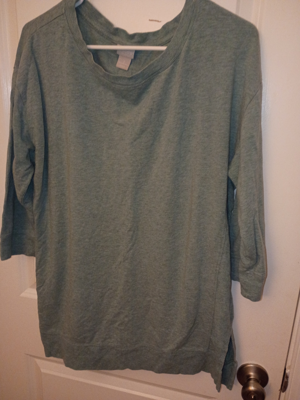 Chico's Sage Green Three-Quarter Sleeve Top
